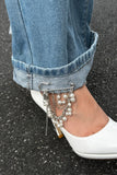 Pearl Chain Dangle Safety Pin Brooch