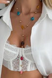 Multi-Stone Chain Lariat Necklace