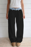 Striped Waistband Wide-Leg Casual Pants