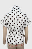 Double-Breasted Puffed Sleeve Peplum Coat