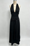 Halter Neck Draped Two Piece Set