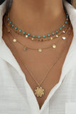 Disc Turquoise Layered Necklace