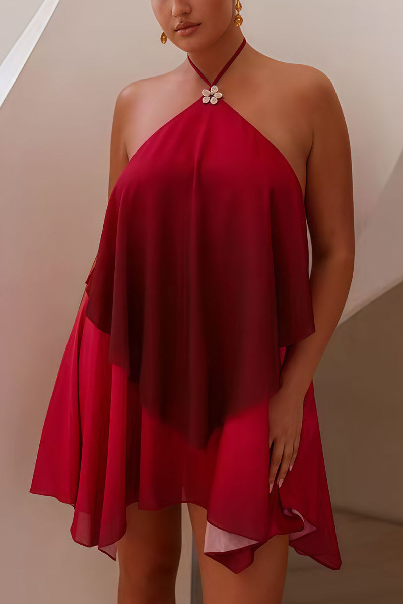 Asymmetrical Layered Halter Dress