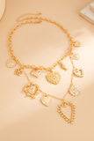 Multi-Charm Heart Link Chain Necklace