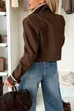 Contrast Trim Mock Neck Double-Breasted Jacket