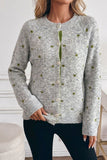 Polka Dot Knit Button-Front Cardigan