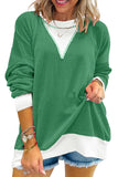 Textured V-Neck Color Block Sweatshirt