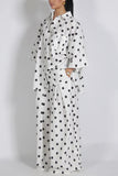 Polka Dot Button-Up Wide Leg Pants Set