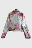 Floral Print Button-Front Denim Jacket