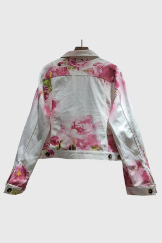 Floral Print Button-Front Denim Jacket