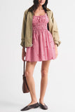Smocked Gingham Casual Dress