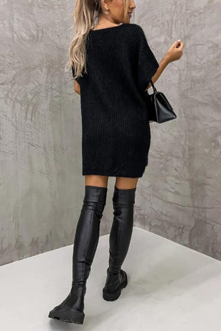 V-Neck Short Sleeve Knit Sweater