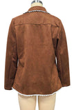 Scalloped Lace Trim Suede Jacket
