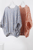Patterned Blouse with Back Bow Tie