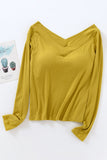 Long Sleeve V-Neck Built-In Bra Top