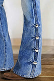 Side Button Flared Jeans