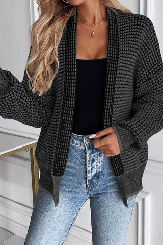 Open-Front Textured Knit Cardigan