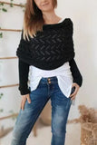Pointelle Knit Cowl Neck Sweater