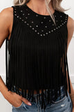 Studded Fringe Sleeveless Tank Top