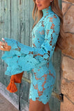 High Neck Floral Cutout Dress