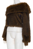 Faux Fur Collar Crop Coat