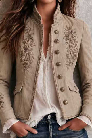 Vintage Floral Detail Military Jacket