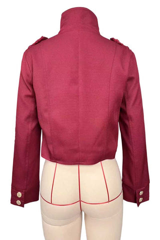 Button Double-Breasted Crop Jacket