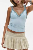 Ruffle Trim Polka Dot Tank Top