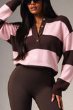 Striped Button-Front Henley Knit Sweater