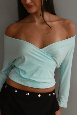 Tie-Neck Wrap Front Crop Top