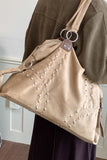 Studded Suede Hobo Bag with Ring Hardware
