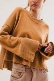 Bell Sleeve Crew Neck Knit Sweater