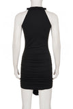 Ruffle Halter Pleated Dress