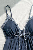 Striped Ruffled Tankini Set