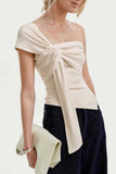 One-Shoulder Knot Front Tank