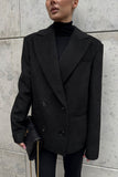 Double-Breasted Notched Lapel Blazer