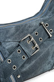 Buckle Strap Zipper Detail Shoulder Bag