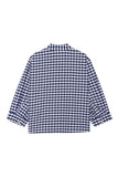 Plaid Band Collar Top and Drawstring Short Set