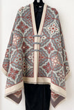 Geometric Print Frog Closure Cape