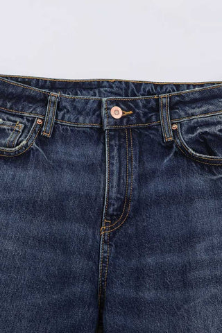 Lace Side Panel Wide Leg Jeans