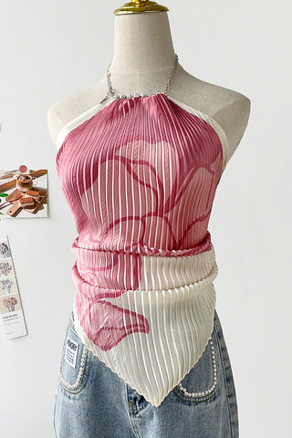 Pleated Halter Tank Top