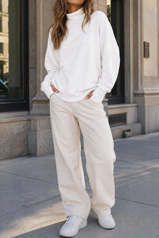 Mock Neck Drop Shoulder Sweatshirt