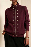 Mock Neck Zip Front Military Cardigan