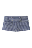 Striped Double-Breasted Cap Sleeve Short Set