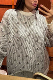 Bird Motif Crew Neck Knit Sweater