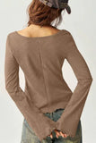 Square Neck Long Sleeve Ruffle Hem Top
