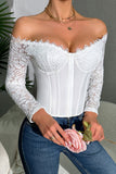 Off-Shoulder Lace Long Sleeve Blouse