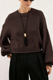 Ribbed Crew Neck Balloon Sleeve Sweater