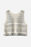 Crochet Button Front Fringe Vest