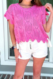 Pointelle Knit Scalloped Trim Sweater